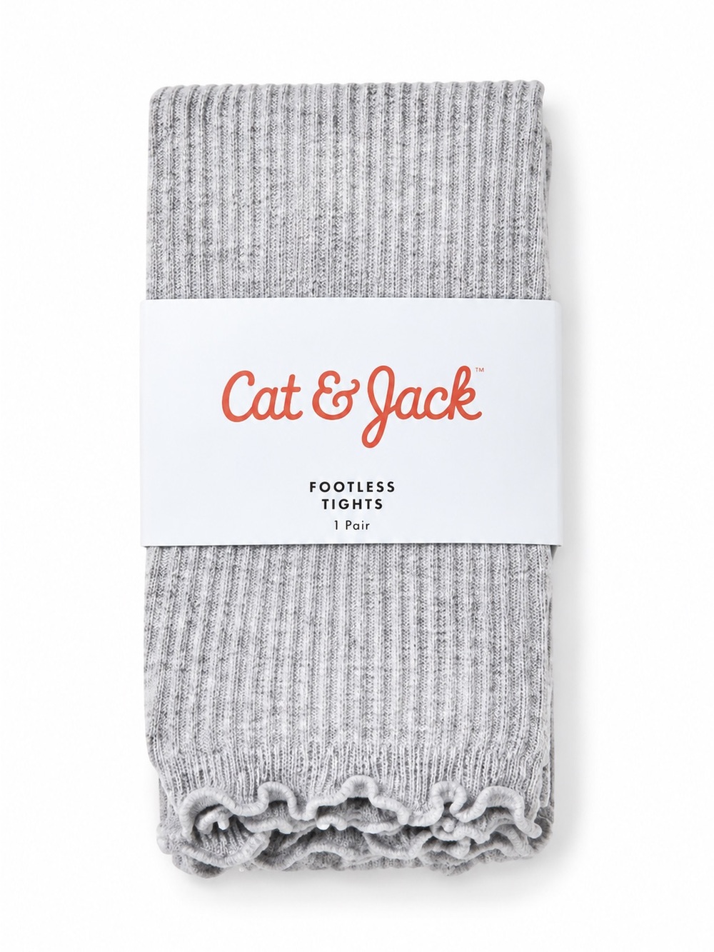 Cat & Jack Light Gray Ribbed Footless Tights